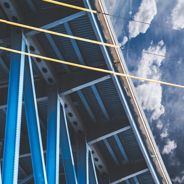 Dettaglio di una struttura in acciaio, azienda Steeldel