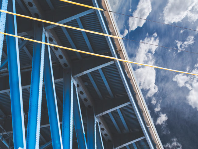 Dettaglio di una struttura in acciaio, azienda Steeldel